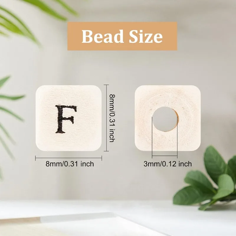 1000pcs 8mm Alphabet Wooden Beads Random Letter Wooden Beads Square Wooden Loose Beads Cube Wood Beads with Initial