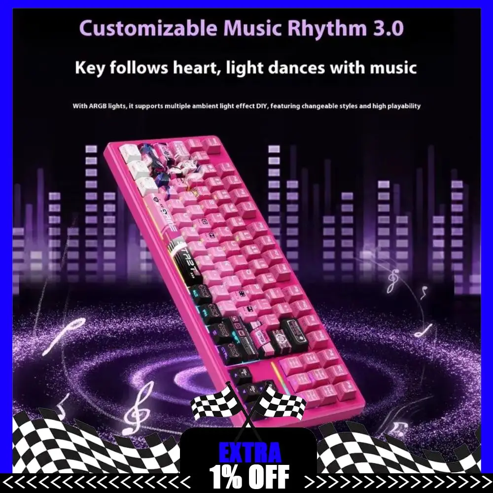 

Xinmeng S87 PRO Wireless Bluetooth Mechanical Keyboard Dual 8K PC Gaming Office Low Latency Hot Plug ARGB Keyboard Gift PC