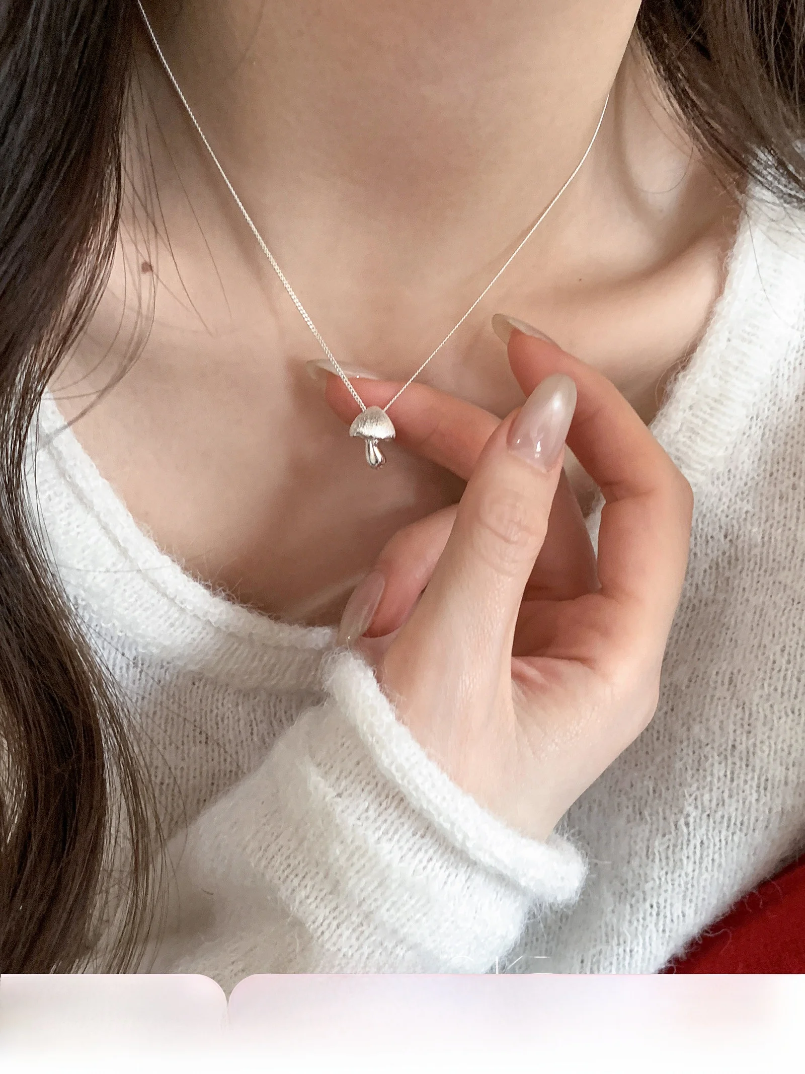suayacc-kr-pure-silver-mushroom-necklace-unique-design-3d-personality-choker-out-fashion-jewelry-korean-style-gift-for