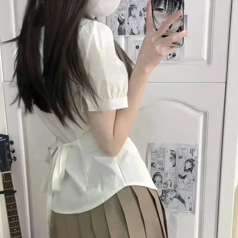 Женские рубашки Hotsweet  Ulzzang из полиэстера