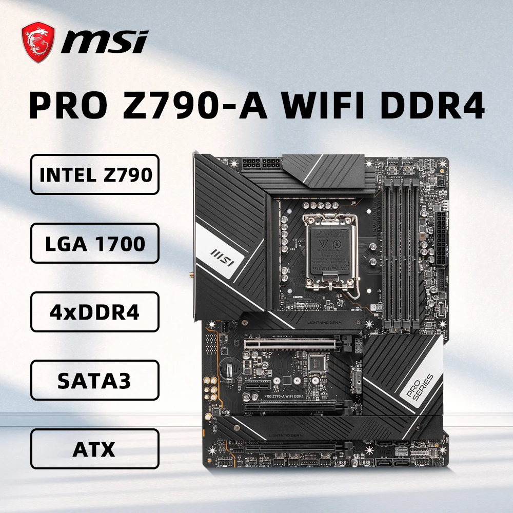 MSI PRO Z790-A WIFI DDR4 Motherboard Supports LGA 1700 i9-14900KF i7-12700K i5-13600K i5-12400F i3-12100F CPU 4xM.2 PCIe 5.0 ATX