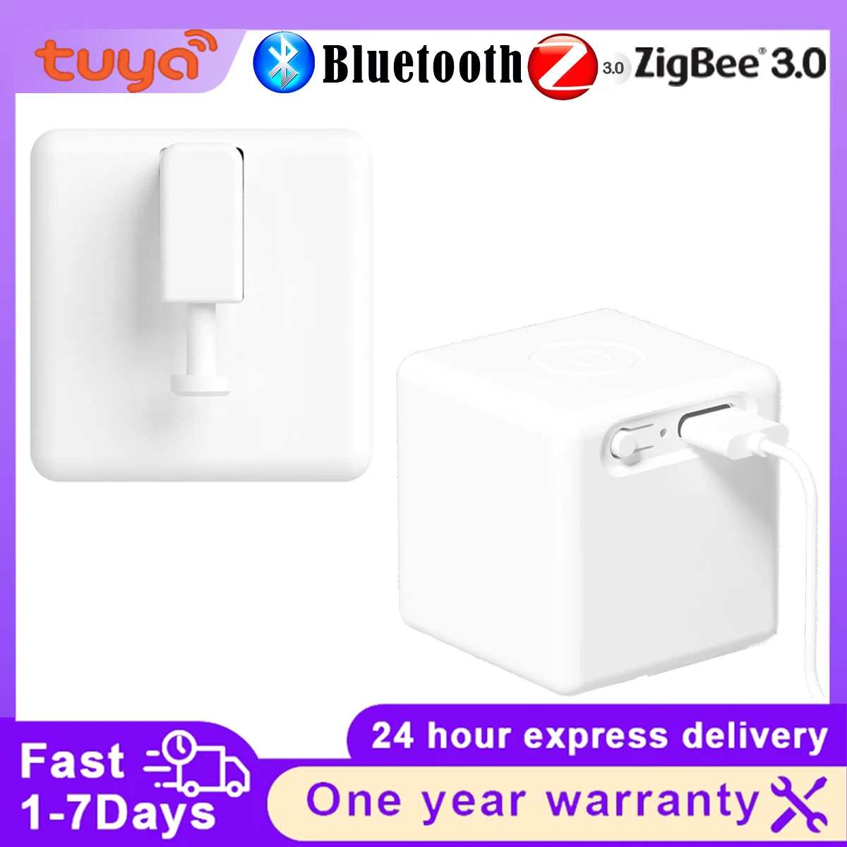 Tuya Smart Fingerbot Switch Bot Zigbee3. Bluetooth Type-C Akumulatorowy Pilot do Garażu, Zasłon, Robot z Alexa Google Home