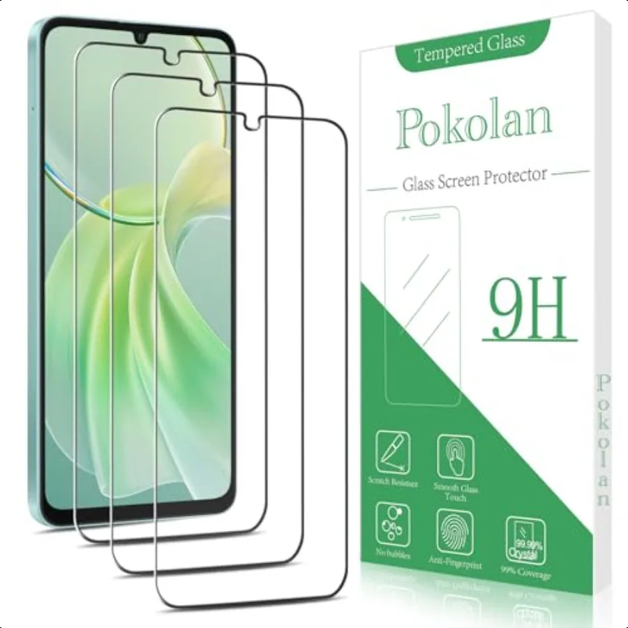 Confezione da 3 pellicole protettive per Samsung Galaxy A06 Pellicola in vetro temperato 9H HD trasparente resistente ai graffi senza bolle per Galaxy A06 Scr