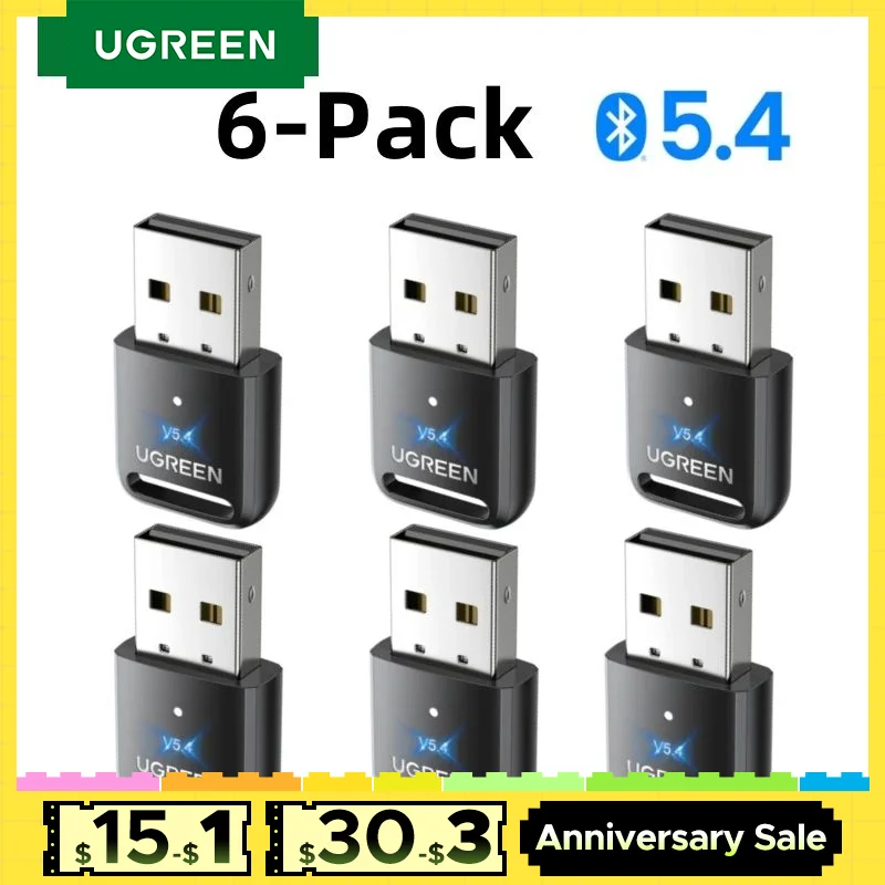 USB-адаптер UGREEN Bluetooth 5,3 5,4 для ПК, динамика, беспроводной мыши, клавиатуры, музыки, аудио приемника, передатчика, Bluetooth