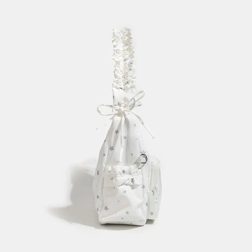 

Simple Lace Decoration Bow Ita Bag Solid Color PVC Transparent Shoulder Bag Large Capacity Japanese Style Badge Display Bag Girl