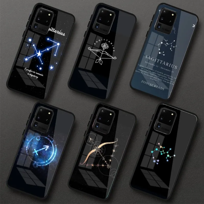 Sagittarius Astrology Zodiac Phone Case for Samung S23 S22 S21 Pro Ultra A13 A33 A53 NOTE 20 PC Glass Phone Cover