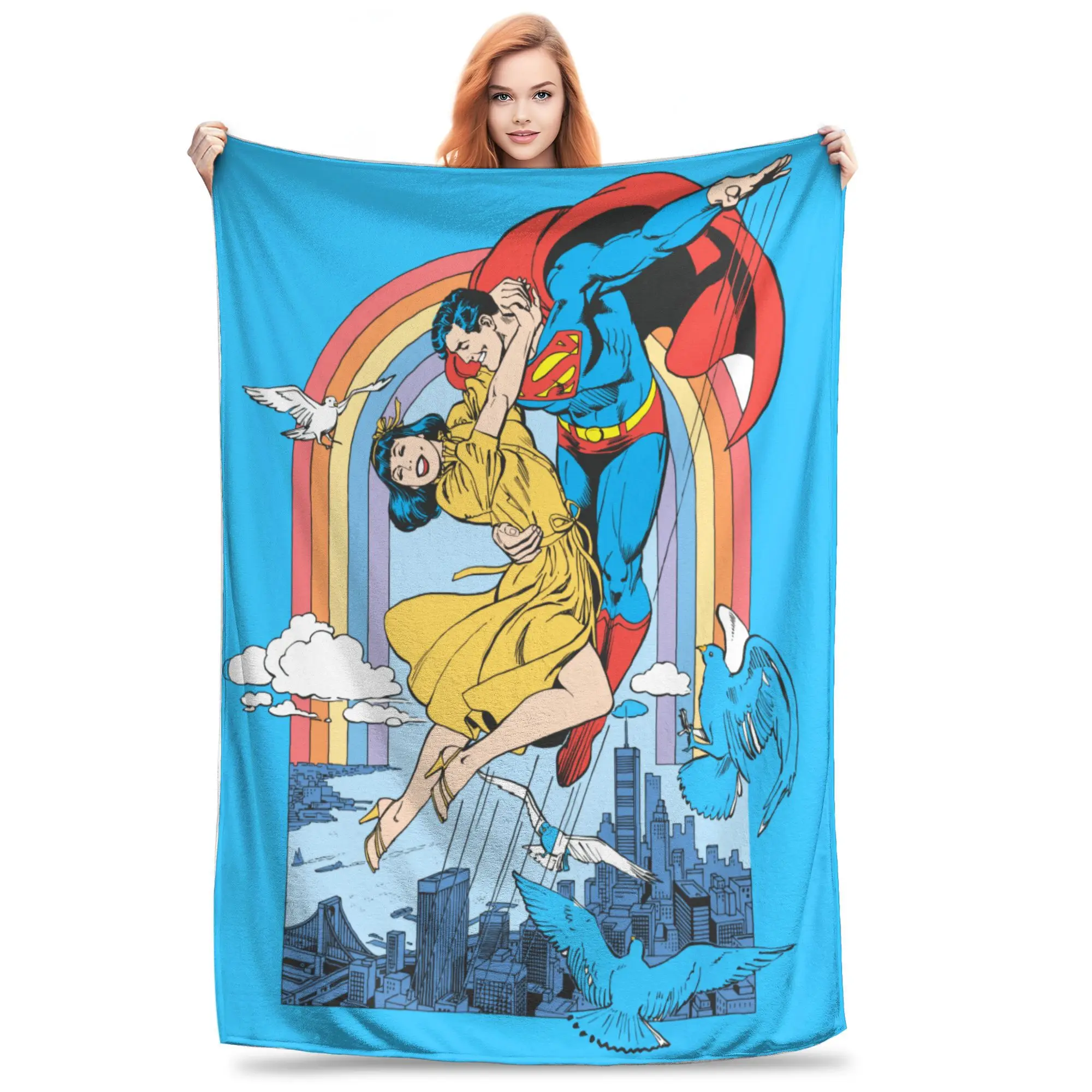 

Одеяла Supermans & Lois, плюшевое забавное мягкое одеяло для покрытия на весну и осень,