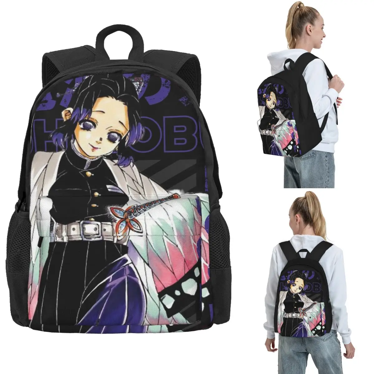 Shinobu Kocho Demon Slayer Backpacks Boys Girls Bookbag Large Capacity Students School Bags Laptop Rucksack Shoulder Bag