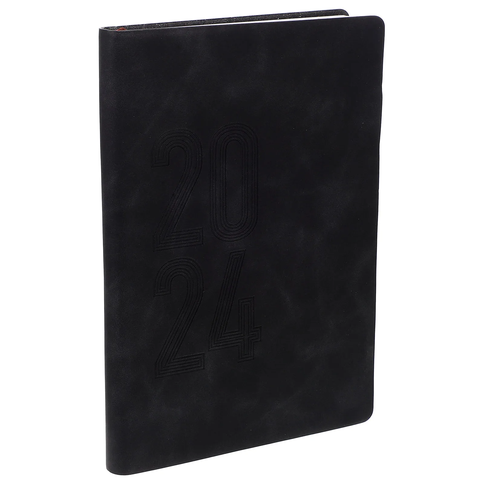 

2024 Planner Notepad Soft Cover Black Student Agenda Portable Schedule Recording Notebook Time Management Daily ganizer
