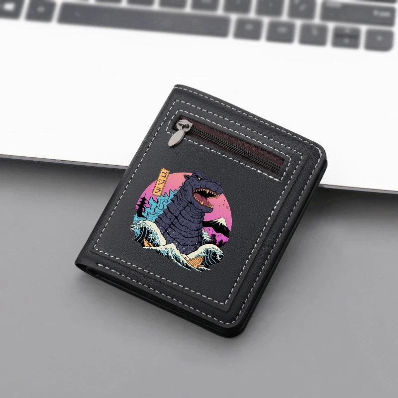 Godzillas Men Wallet Zipper Coin Purse CreditCard Billfold Movie Cartoon Cute Driver License ID Cards Cover Woman Kids Xmas Gift