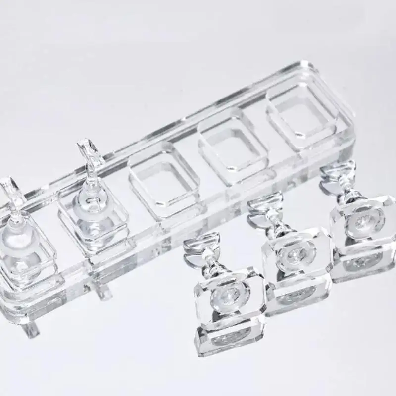 5/10Pcs Clear Acrylic Nail Art Stand Detachable Stable Base for Nail Practice Display Home DIY Salon Use