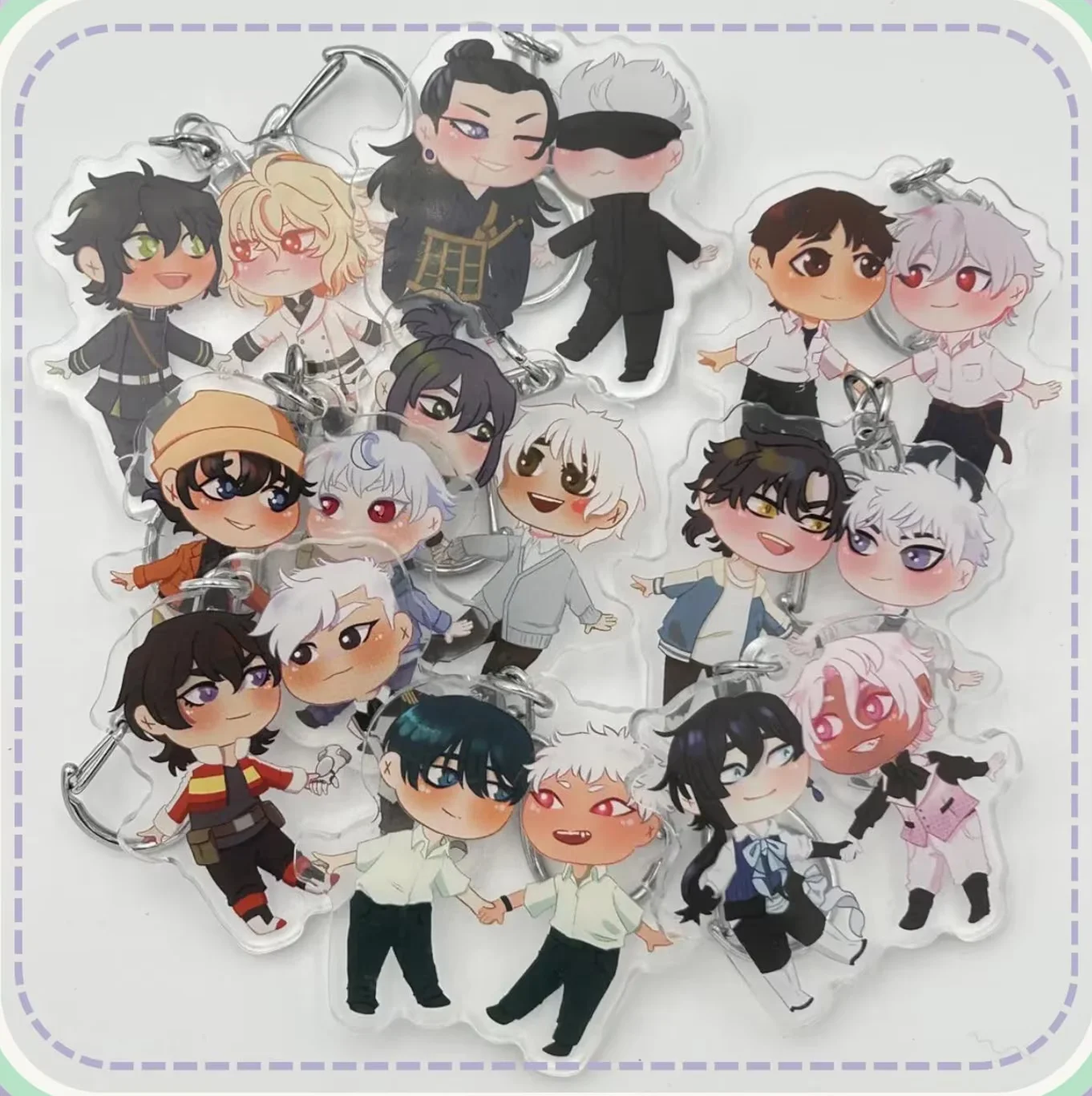 Cute Q Version CP Acrylic Keychain Yaoi Acrylic Charm Fan Gift Bag Accessory
