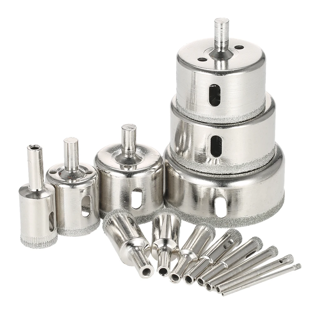 

14 шт., 3-70 мм, набор для сверления отверстий в стекле, плитка, керамическое стекло, фарфоровый сверлильный инструмент, аксессуары для электрической дрели, кольцевая пила с алмазным наконечником