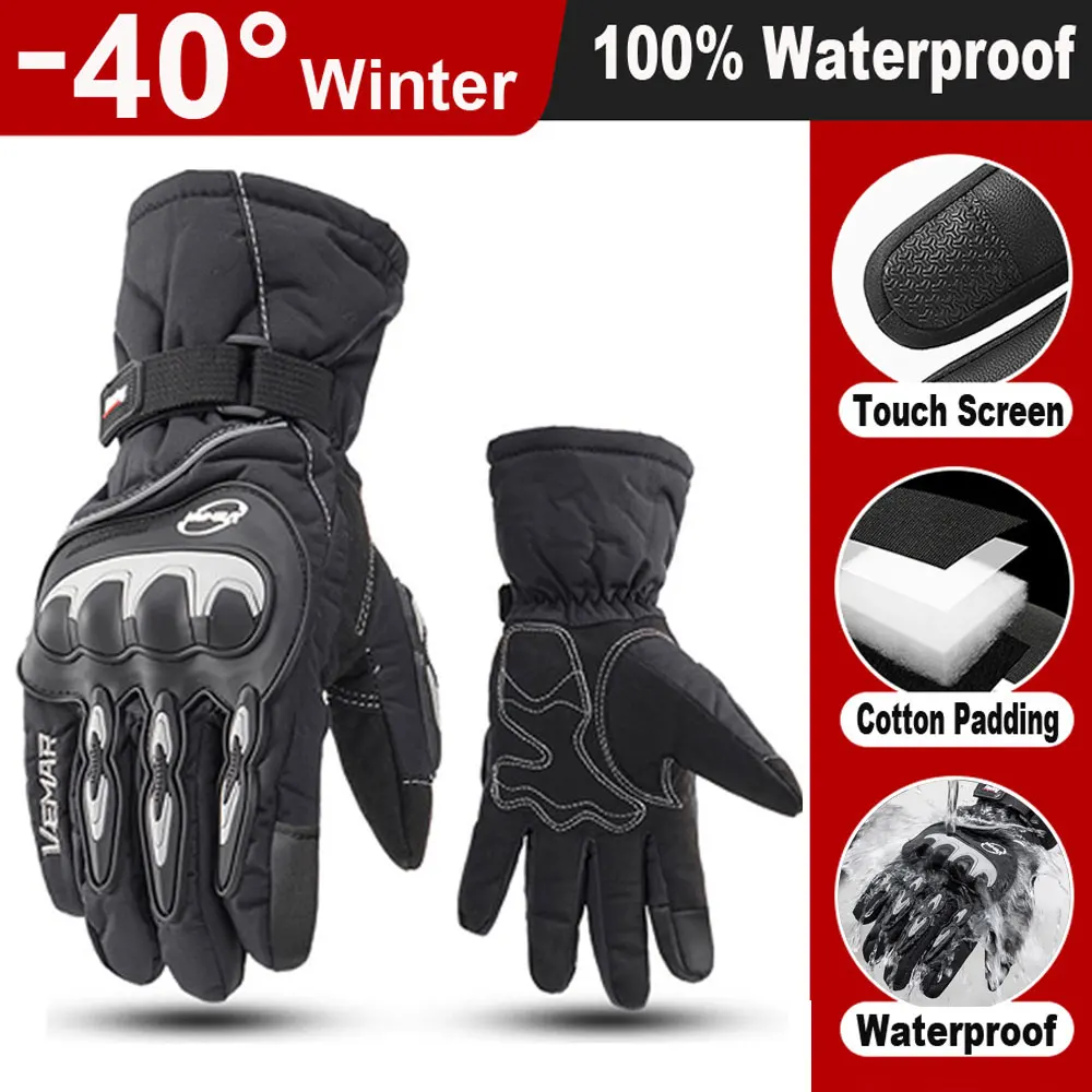 100% Waterproof Winter Cycling Gloves Windproof Outdoor Sport Ski Gloves Bike Bicycle Scooter Riding Motorcycle Warm Gloves