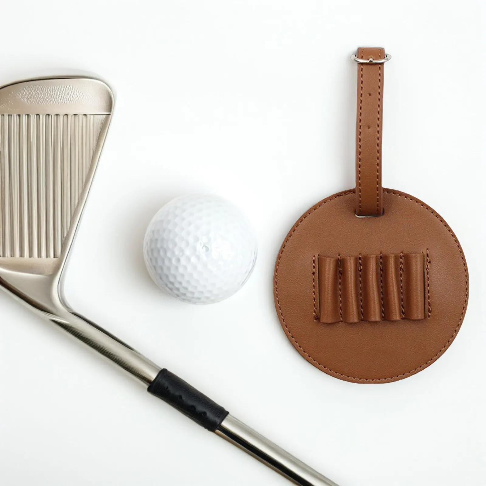 2Pcs Golf Tee Carrier Pouch - Premium PU Material with Round Insert - Clip-on Design for Easy Carry - Golf Bag Essentials