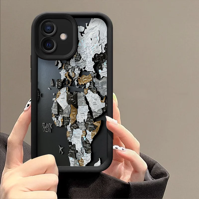 الإبداعية خريطة العالم لغز مطبوعة جراب هاتف ل Xiaomi Redmi ملاحظة 14 13 12 11 10 برو زائد 8 9 12 S 11T K60 5G لينة غطاء Fundas #4