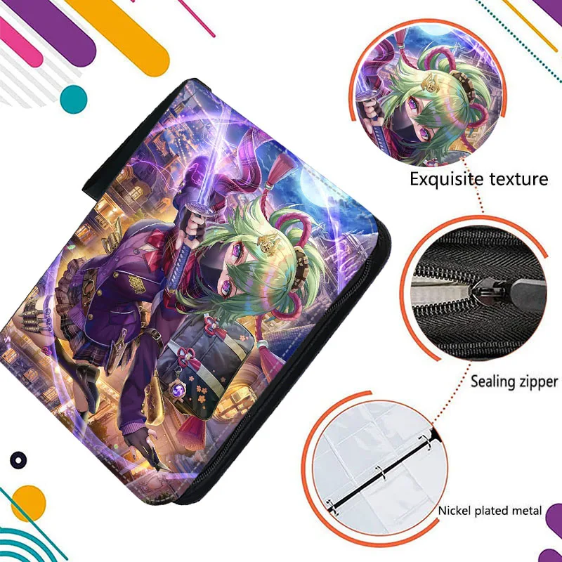 900Pcs Zipper Genshin Impact Card Binder Collection Double Pocket Anime Games Playing Trading Cards Album Holder Book Folder