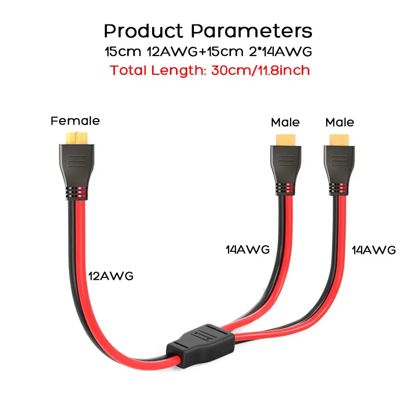 Upgraded XT60 Female to Male Extension Splitter Cable for EcoFlow ALLPOWERS Oukitel Bluetti Anker Etc. Portable Power Stations.