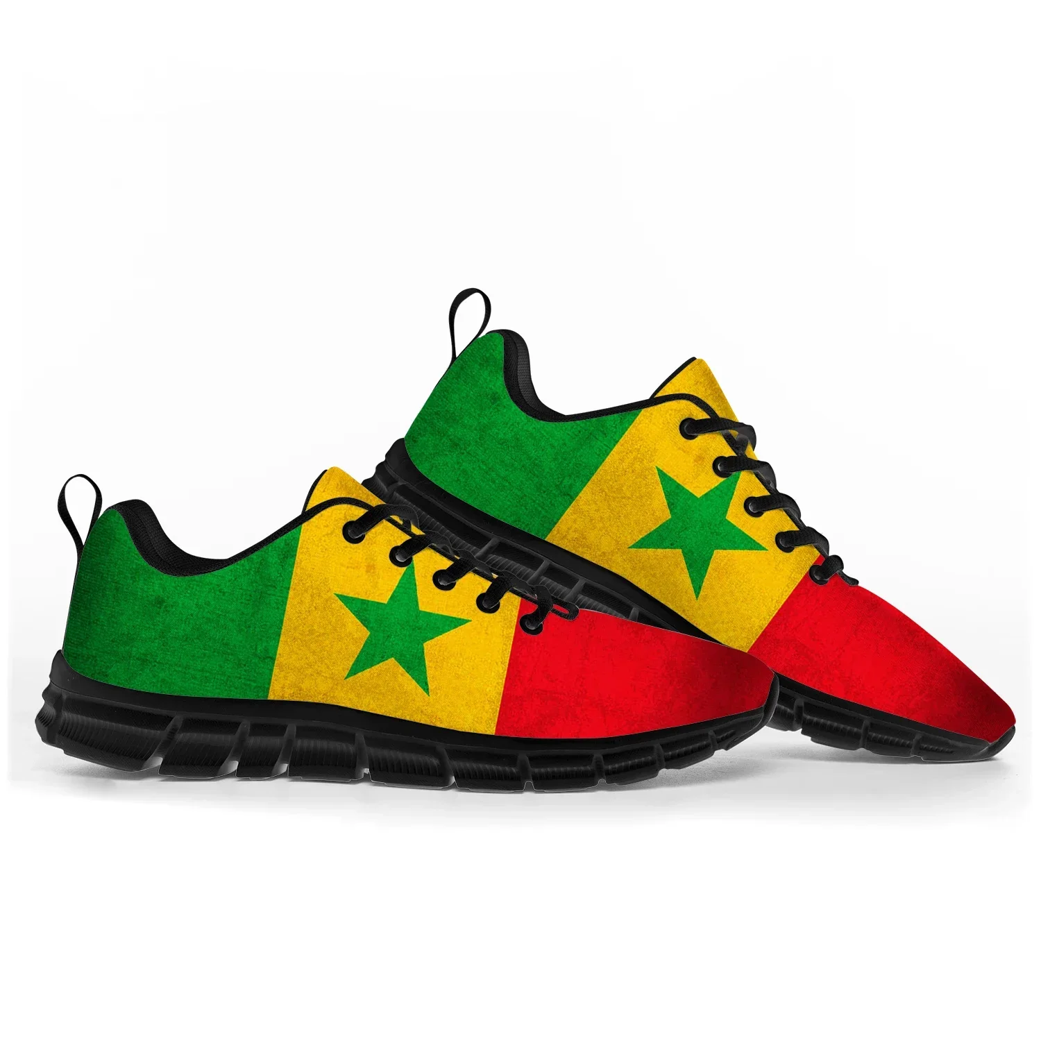 Zapatos deportivos con bandera senegalesa para hombre, mujer, adolescente, niños, zapatillas de deporte, zapatos informales personalizados de alta calidad para parejas