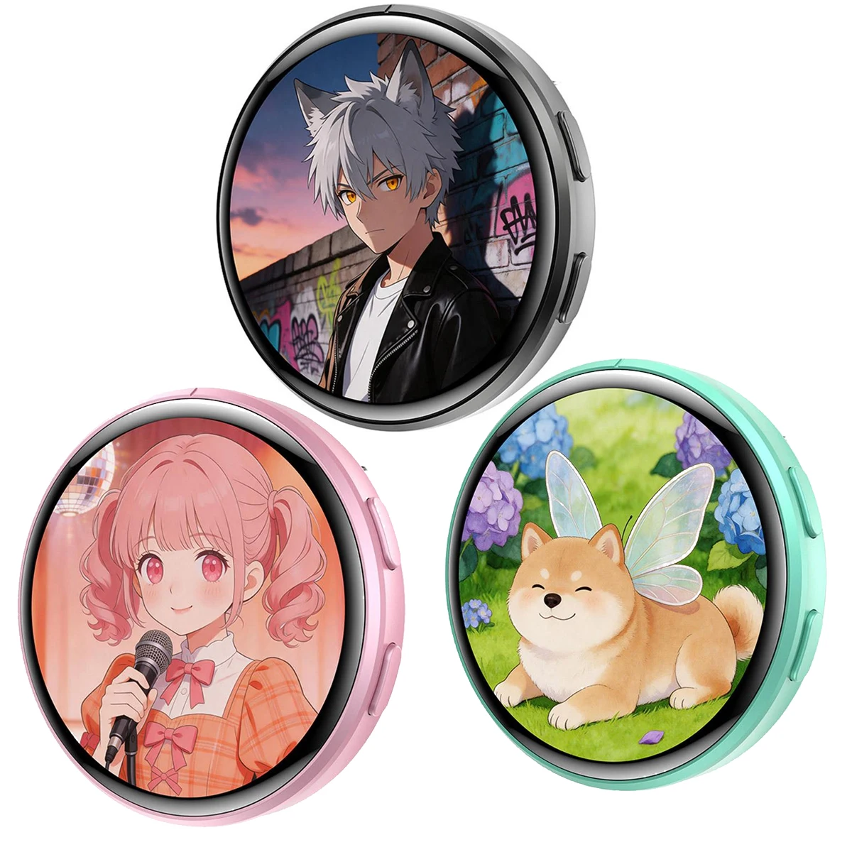 Anime Digital Badge, Anime Style Digital Pin with Photo, Video Display, HD Touchscreen E-Badge, for Party, Cosplay, Fandoms