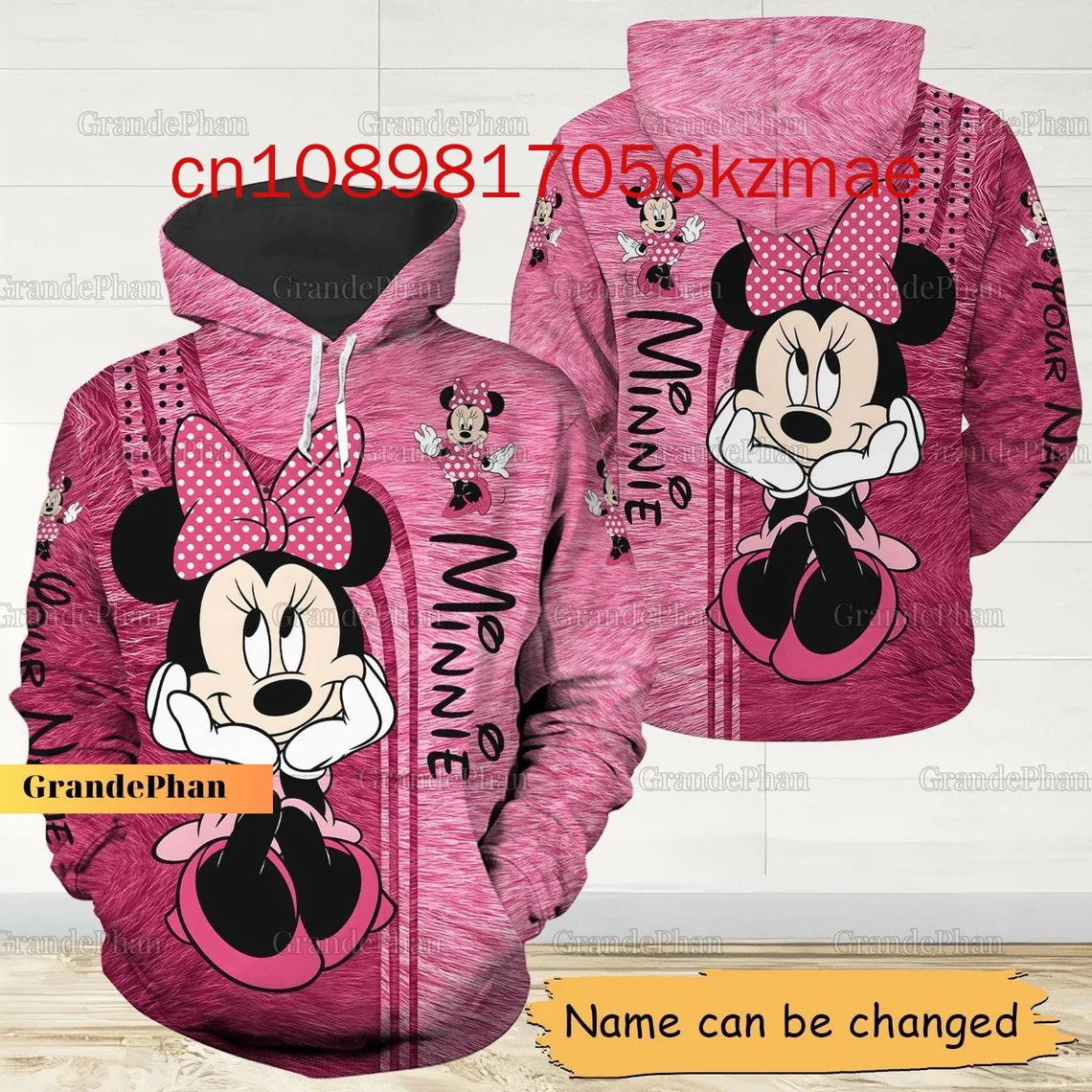 2024 New Disney Minnie Mouse 3D Hoodie Women\'s Hoodie Yoga Pants Set Disney Yoga Sweatpants Hoodie Fashion Sports Suit