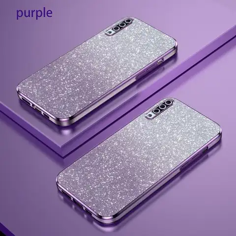 A 50 70 30 20 luxo gradiente glitter chapeamento caso para samsung galaxy a50 a70 a30 a20s a7 2018 a11 silicone capa traseira a50s a30s
