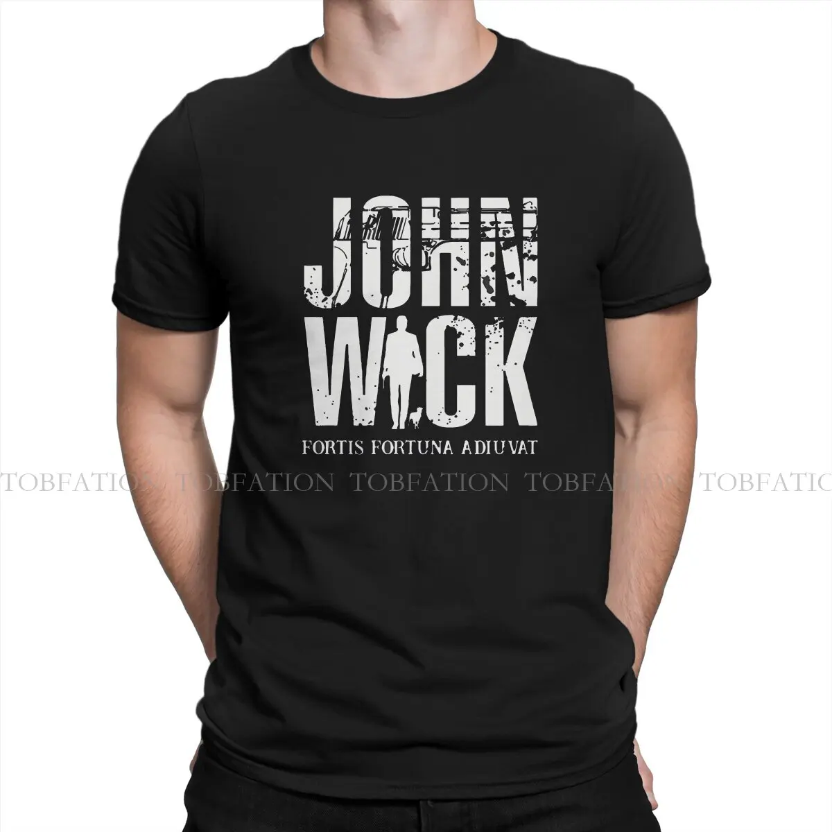 John Wick Fortis Fortuna Adiuvat T Shirt Harajuku Homme Tshirt Loose Crewneck Men Tshirts