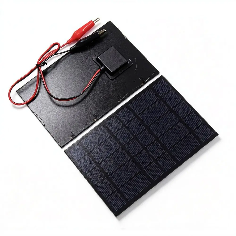 Small Solar Panel 2_5W 5V Module With Alligator Clips For Battery Charging Hobbyist DIY Electronics Toys And Lamps
