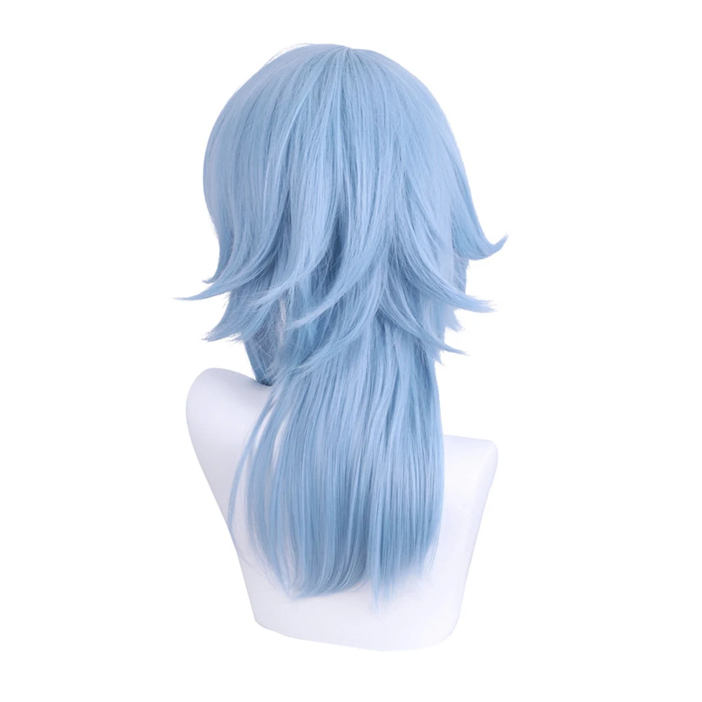 RANYU Genshin Impact Kamisato Ayato Wigs Synthetic Long Straight Blue Game Cosplay Hair Heat Resistant Wig for Party