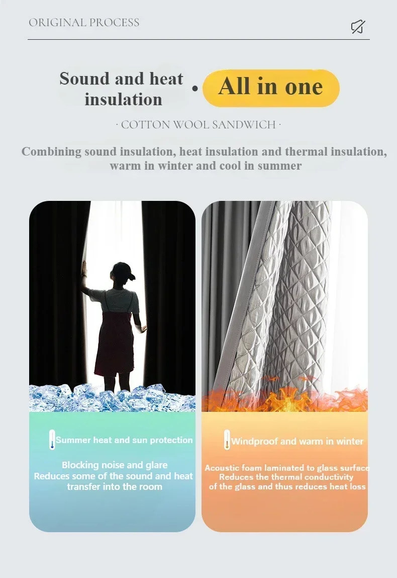 OLOEY Modern Curtains for Living Dining Room Bedroom Soundproof Cotton Linen Blackout Thickened Insulation Curtain Window Custom