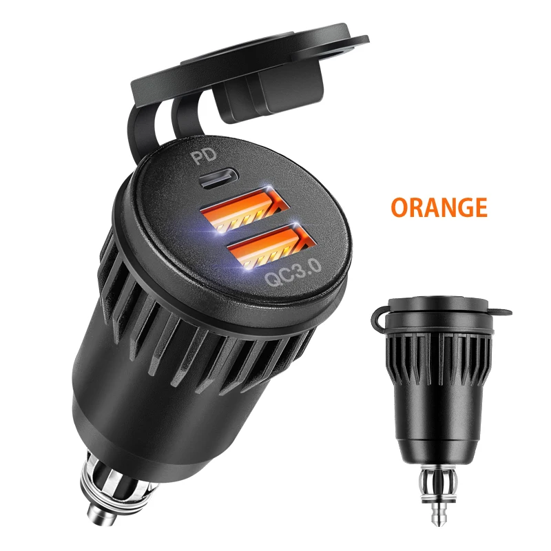 Usb socket in the car Quick Charge PD 3.0 Car Charger 60W Outlet Socket For 12V 24V Motorcycle Boat Marine Truck ATV