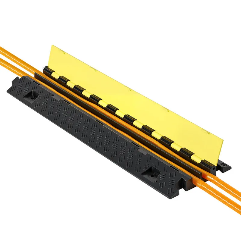 Cable Protector Ramp, 22,000 Lbs/Axle Capacity, 2 Channel Heavy Duty TPU Cord Hose Wire Cover, For Indoor Outdoor Use, 3 Pack