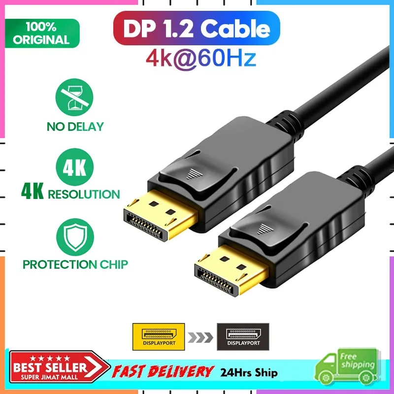 Display Port Cable Video Cable 4k 60hz Dp 1.2 For Computer Monitor Tv Graphic Cards Projector