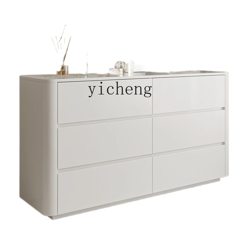 

ZK White Paint Chest of Drawers Bedroom Simple Modern Drawer Locker Living Room Solid Wood TV Cabinet