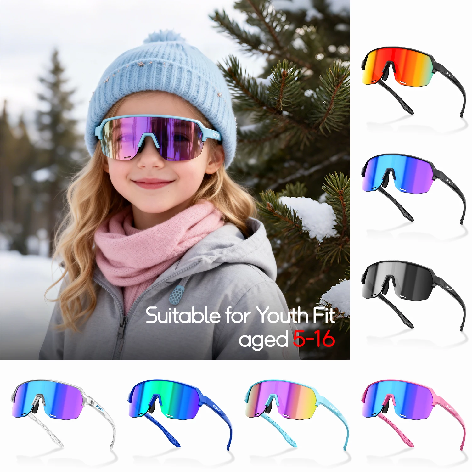 SCVCN nouvelles lunettes de soleil de sport pour enfants en plein air garçons filles lunettes lunettes de vélo enfant lunettes de Camping vtt course vélo UV400 cyclisme