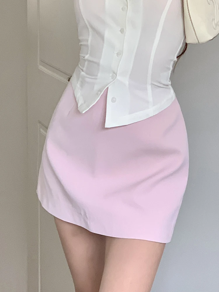 

2024 Summer New Style Sweet Peach Pink Hip Skirt Skirt Women’s Versatile Slim High Waist Short Skirt