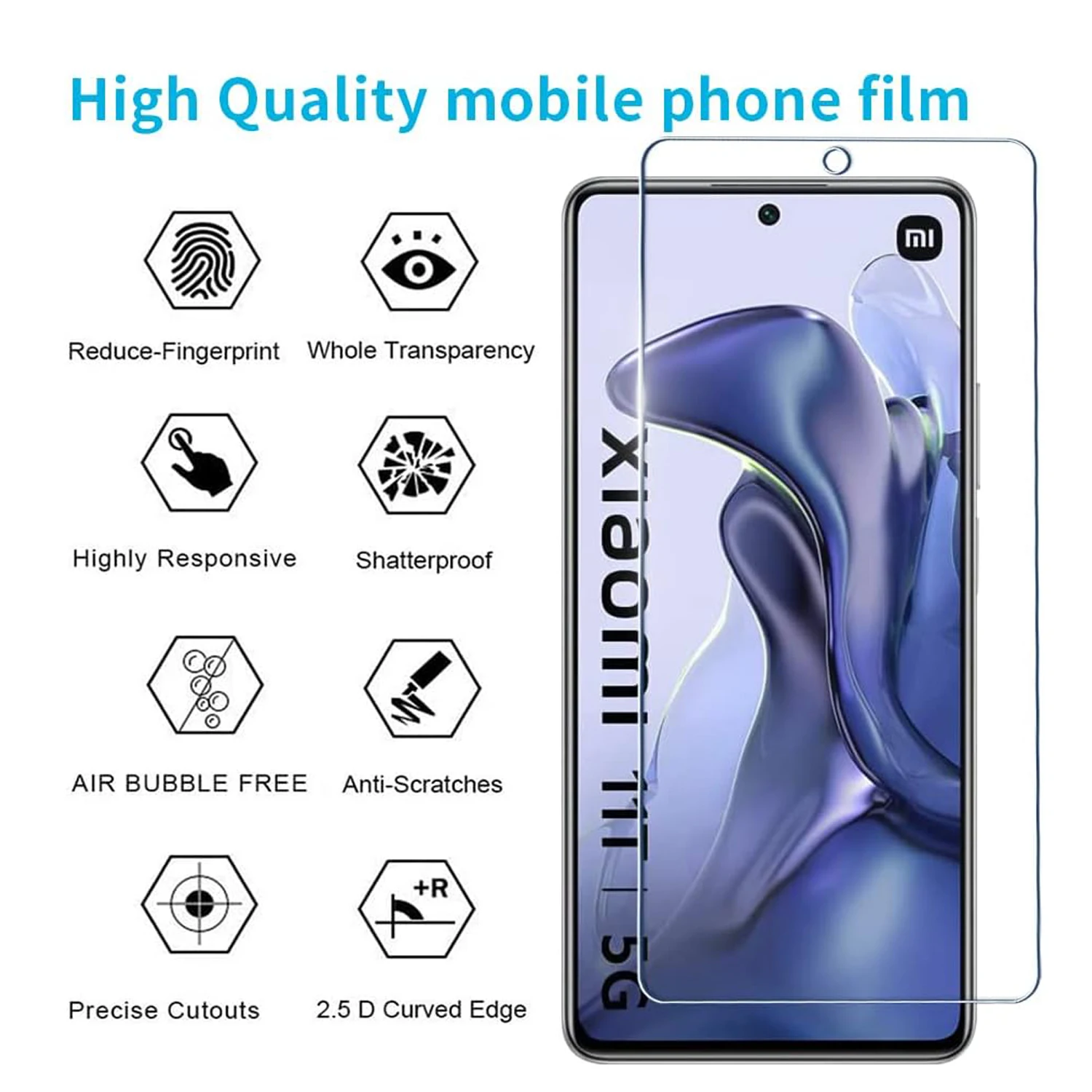 2 uds/4 Uds 9H vidrio templado para Xiaomi 11T / 11T Pro película protectora de pantalla de vidrio