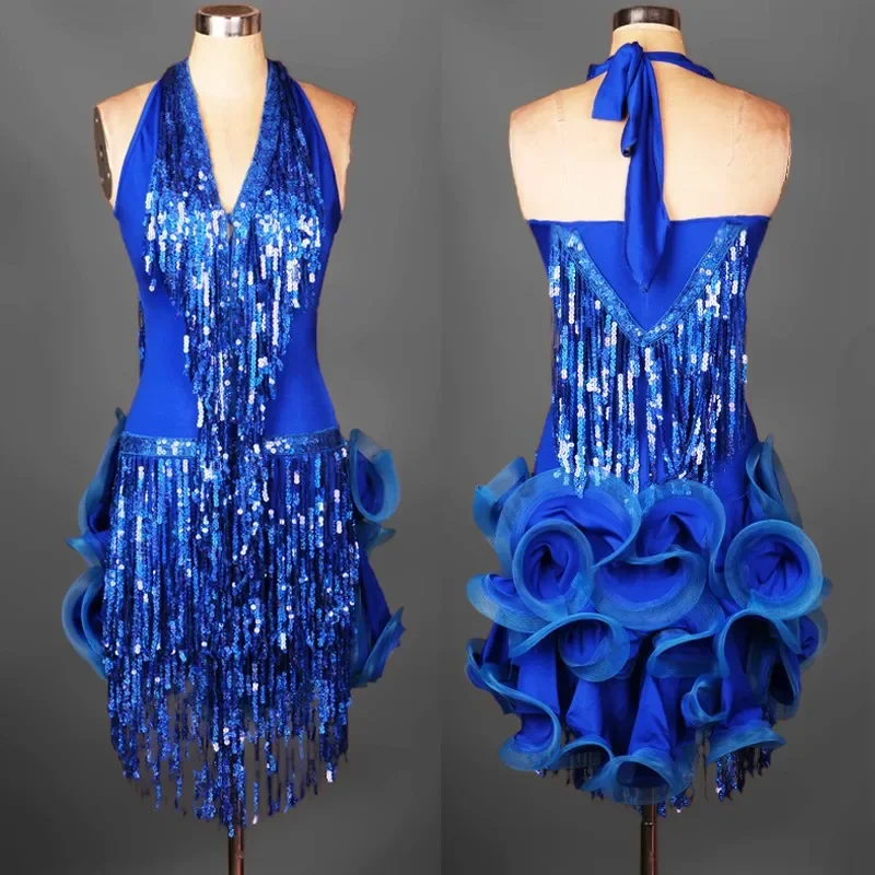 latin dance dress green professional costume for women fringe samba costume colorful womens ballroom competition dresses tassels