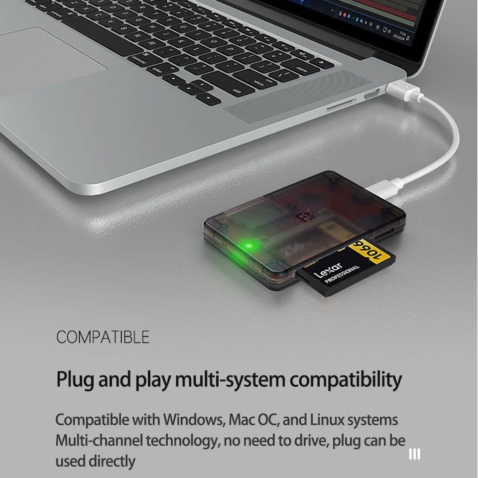 FB-680s قارئ بطاقات متعدد الوظائف USB2.0 Type-C واجهة نقل البيانات CF SD TF بطاقة لأنظمة Windows Mac OC Linux