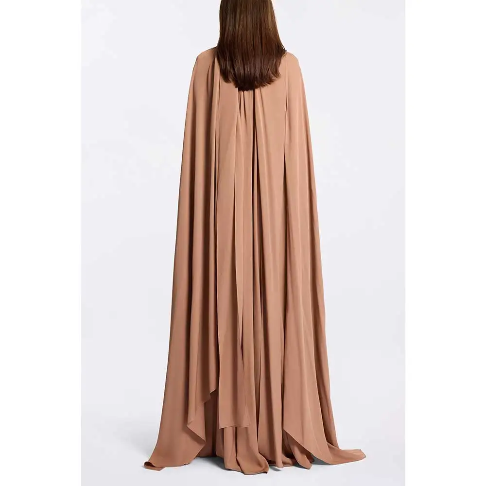 YUNLAN 우아한 여자 높은 목 Draped 쉬폰 특별 행사 공식 드레스 a 라인 댄스 파티 드레스 웨딩 게스트 맥시 이브닝 가운