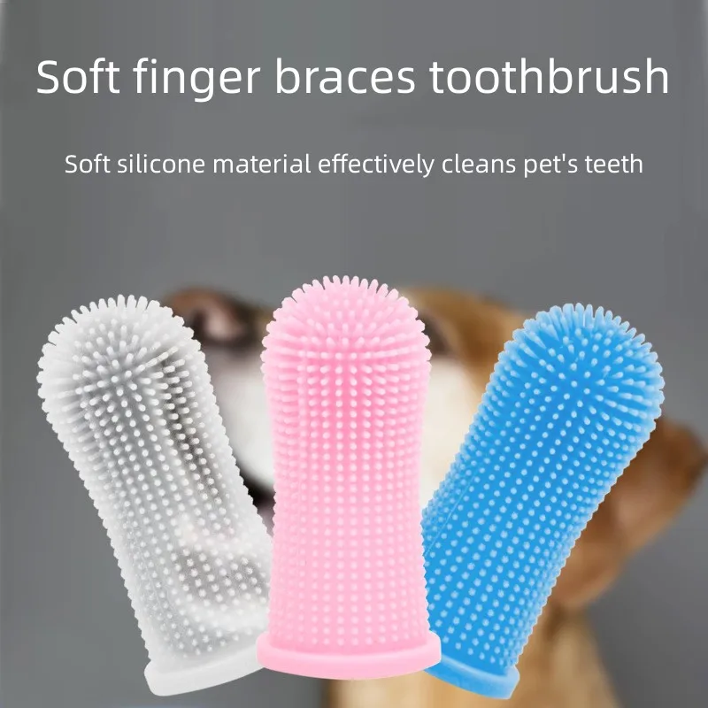 Cão super macio pet dedo escova de dentes limpeza dos dentes mau hálito cuidados não tóxico silicone escova de dentes ferramenta anti-cavidade