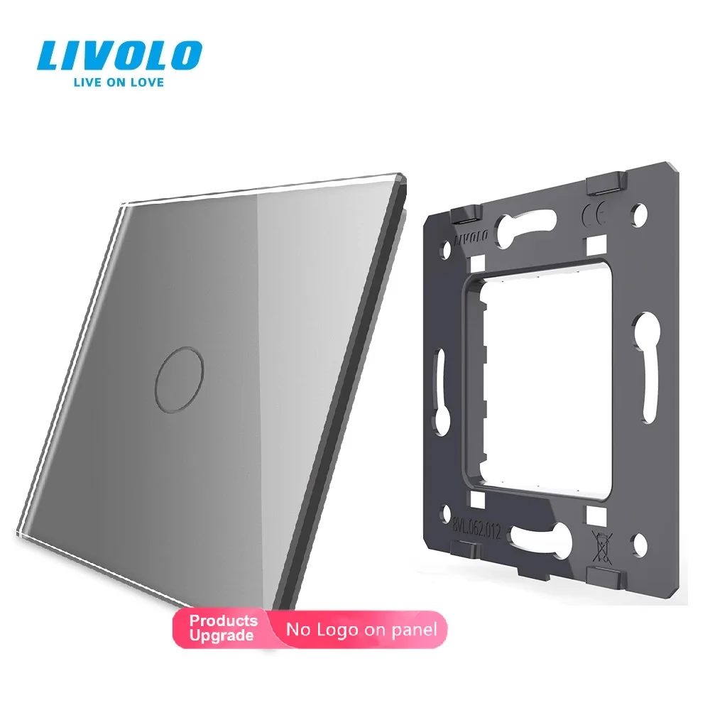 Livolo Touch Switch Single Plate, Luxury Tempered Glass, 80mm*80mm, for 1 Gang EU Standard, DIY By Yourself,4 Colors Free Choos