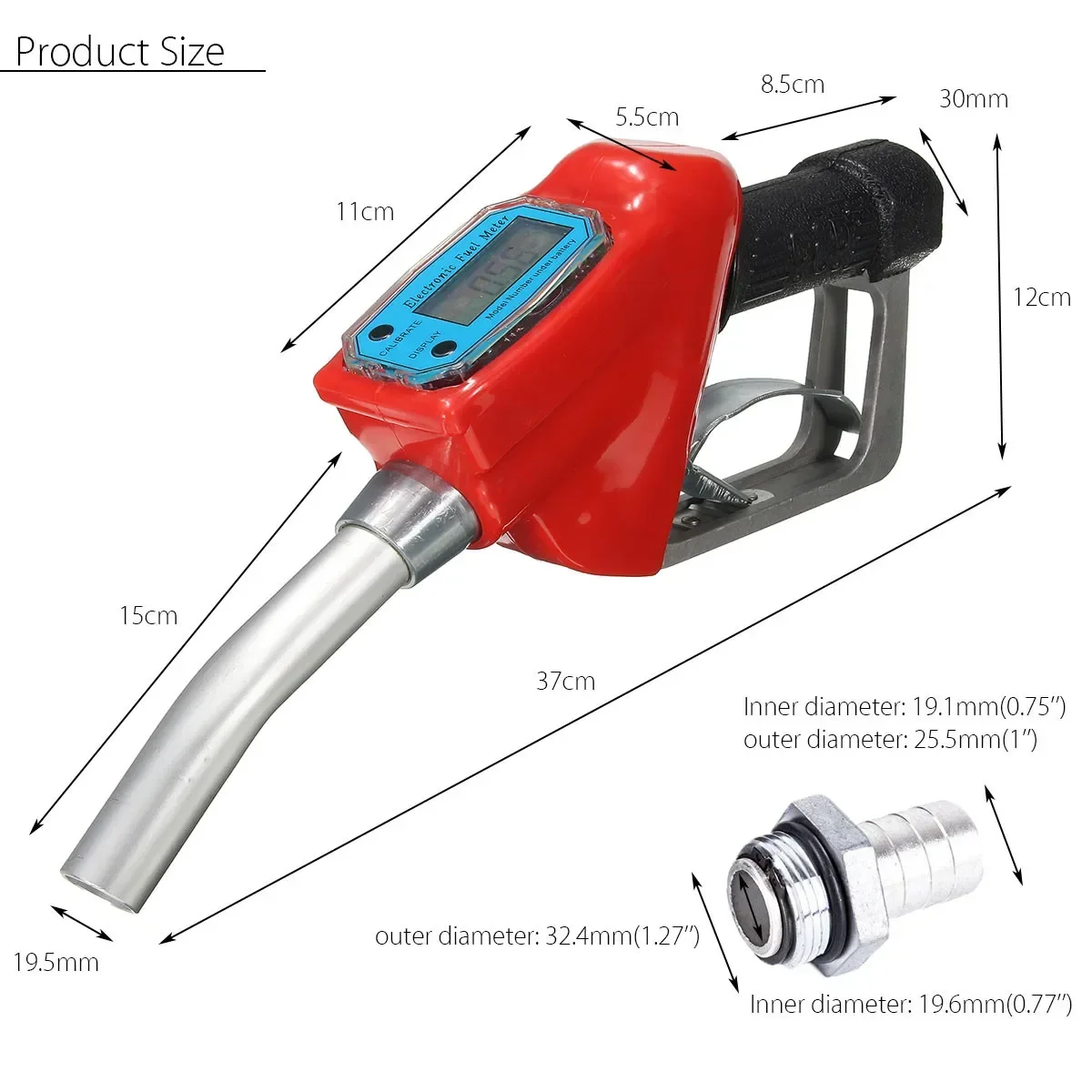 

Digital Flow Meter Indicator Fuel Gasoline Petrol Oil Refueling-Gun Nozzle Aluminum Gas Station Refuel Injection Tools