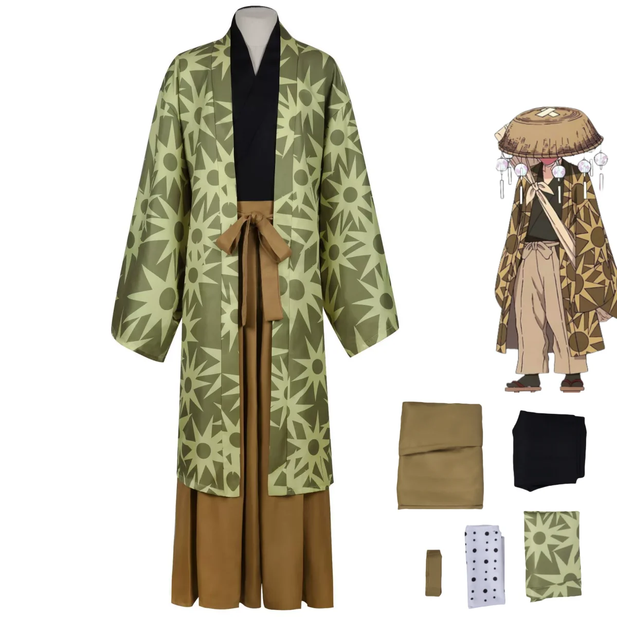 

Anime Haganetsuka Hotaru Cosplay Costume Forging Knife Master Japanese Kimono Green Haori Coat Man Traditional Festival Suit