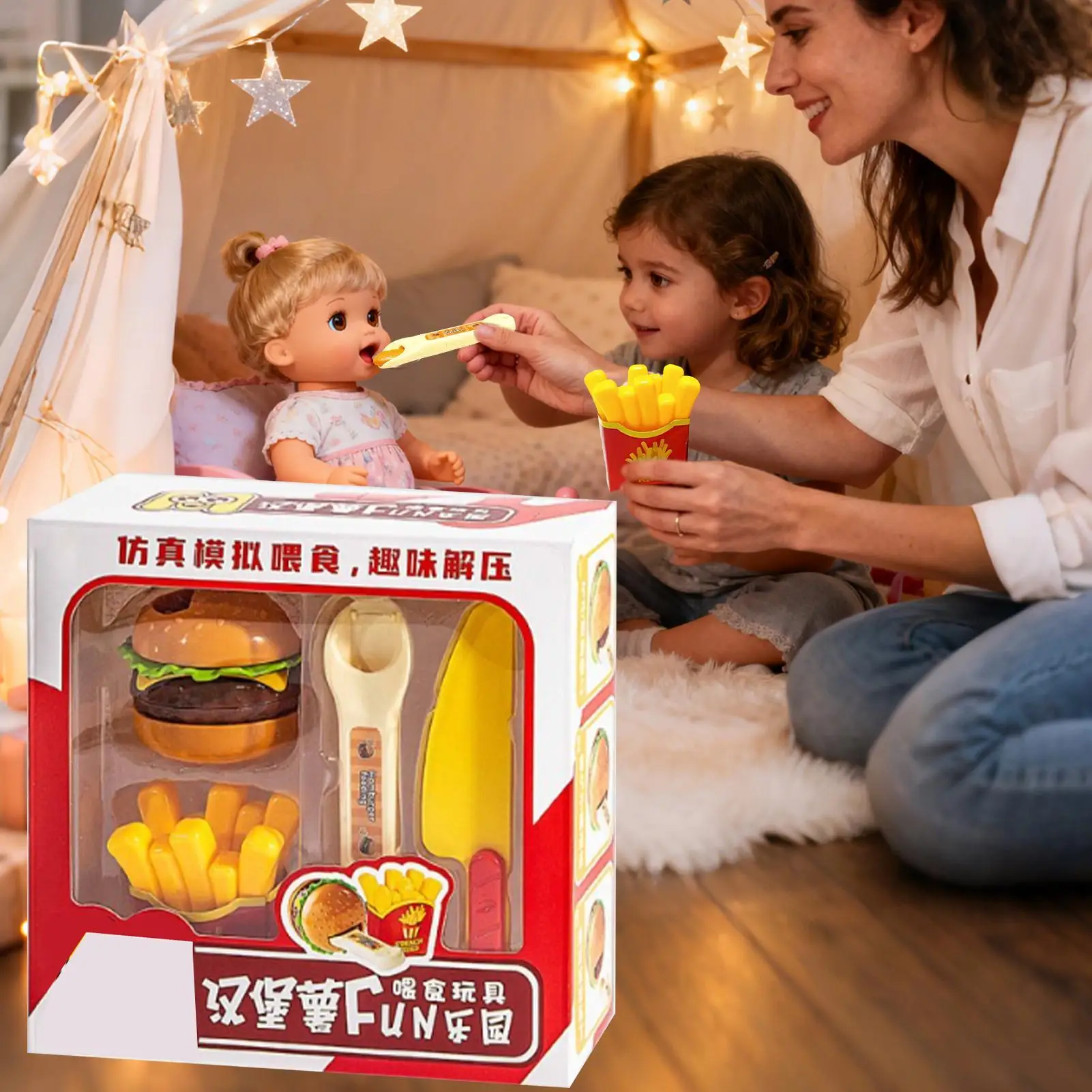 لعب الأطفال للوجبات السريعة، مقلد تعليمي، بطاطس برجر، طعام مزيف، مجموعة ألعاب ملحقات المطبخ التظاهري للأولاد والأطفال #2