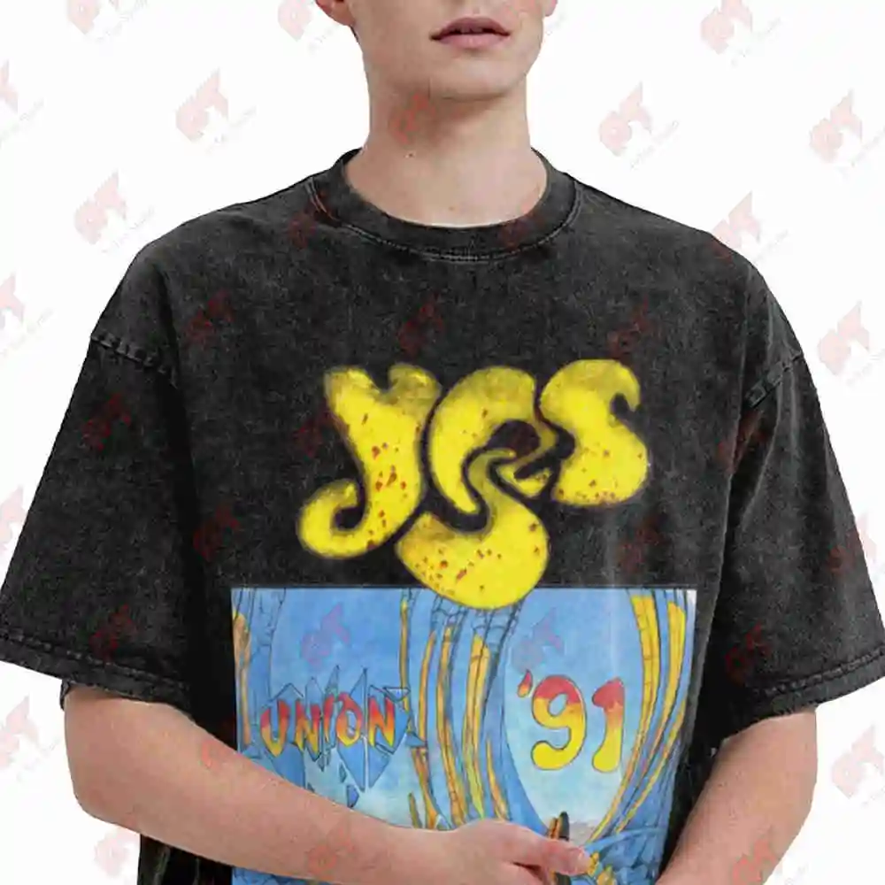 Yes 99 Union Tour Roundabout Vintage Washed Tee Pure Cotton T-Shirt