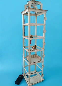 Houten Zes Verdiepingen Tellende Liftmodel Kids Science Speelgoed Grappige Technologie Physics Kit Educatief Speelgoed Voor Kinderen Leren Speelgoed