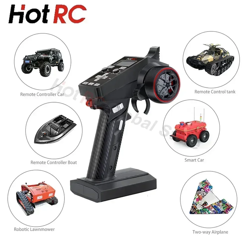 HOTRC CT-6A 2.4G 6CH 6 Channel One Handed Control Radio Transmitter Remote Controller and Receiver for RC Drift Car Crawler Boat