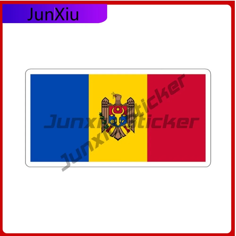 

Moldova Flag Travel Waterproof Vinyl Stickers Accessory Car Bicycle Skateboard Laptop Rv Camper Windows Windshield Luggage Suitc