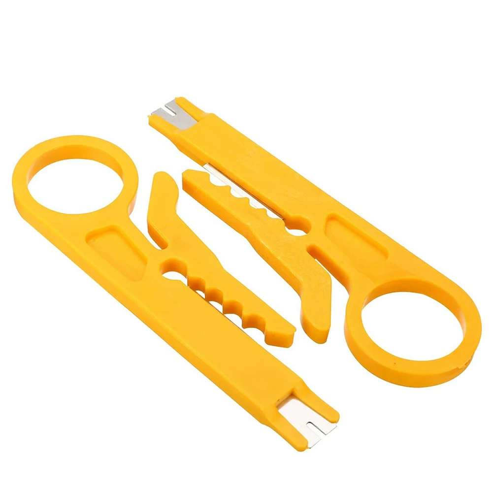 10pc gelber Kabel ab streifer Kunststoffst reifen Drahts tempel nach unten Cutter Stripper manuelle Zange Werkzeug für Cat-5 CAT-5e Cat-6 Datenkabel – Detail 8